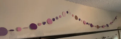 Guirnalda circular rosa púrpura pancarta papel banderín baby shower decoración de cumpleaños Foto 1 de 4