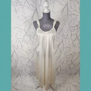 Patricia Vintage Nachthemd weiß elfenbein Spitzenbesatz fließend lang Slip | Damen S - Bild 1 von 5