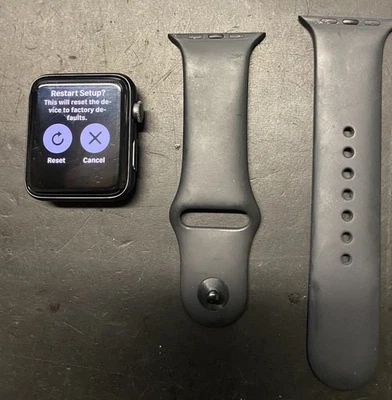 Apple Watch Series 3 42mm A1861 Aluminum GPS Gray w/ Black Band (Locked) - Image 1 of 2