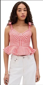 Camicetta/top senza maniche Hunter Bell Lena rosso e bianco con zip posteriore taglia 6 prezzo al pubblico consigliato $167,00 - Foto 1 di 14