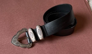 ba&sh 100% Leder Gürtel schwarz Metall verzierte Schnalle Größe 85 - Bild 1 von 17