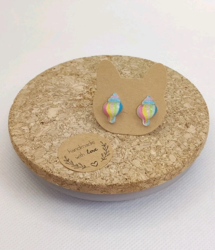 Ohrringe Ohrstecker Muschel Regenbogen - Bild 1 von 1