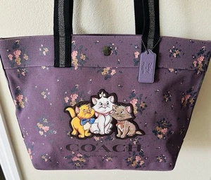 NUEVO CON ETIQUETAS BOLSO DE MANO DISNEY X COACH LTD ROSA RAMO ARISTÓCRATA LONA LAVANDA POLVORIENTA 91130 - Imagen 1 de 14