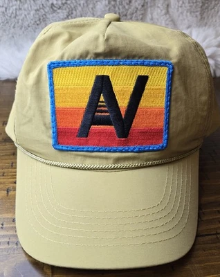 Aviator Nation Vintage Logo Rainbow Nylon Trucker Hat Beige Lightweight - Image 1 of 4