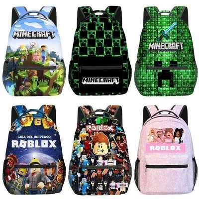 3D Mine Roblox Kids Backpack Boys Girls Student School Bag Travel Rucksack
