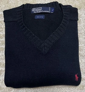 Excellent Condition Polo Ralph Lauren Black Knit Sweater 90s - Picture 1 of 7