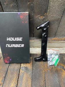 Schwarze Gusseisen Hausnummer Adresse Apt Suite Nummer #1 Schwerlast 5,25 Zoll - Bild 1 von 7