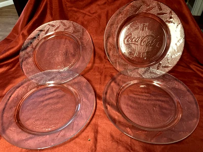Juego de 4 platos de cena de vidrio transparente Coca Cola Foto 1 de 3