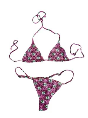 Bikini para mujer Calzedonia talla S flor púrpura 2 piezas Foto 1 de 4