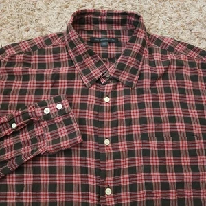 Camisa John Varvatos EE. UU. XXL Roja a Cuadros Manga Larga Abotonada para Hombres - Imagen 1 de 9