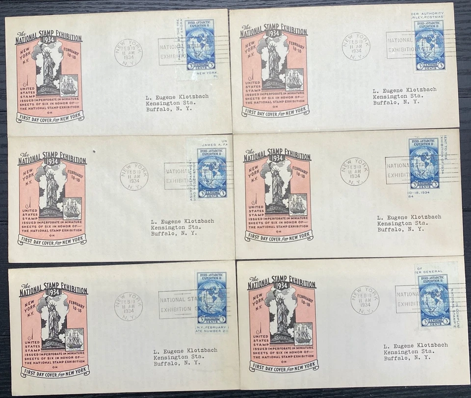 #735a Byrd Antarctic Expedition II Ioor cachet First Day covers lot of 6 differe - Image 1 of 1