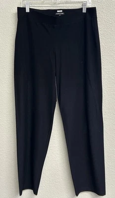 Pantalones Eileen Fisher para mujer crepé negros cónicos minimalistas elásticos carrera medianos Foto 1 de 4