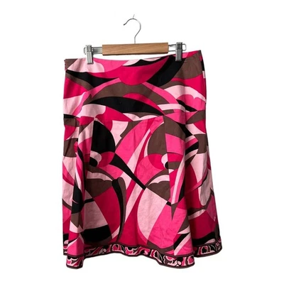 Elie Tahari Skirt Womens Size 6 A Line Pink Abstract Colorful Stretch Lined - Image 1 of 4