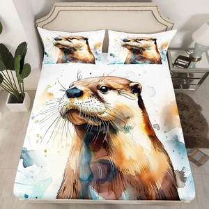 Brown Otter Bed Set Twin Size Otter Bedding Set for Boys Girls Teens Gifts fo... - Picture 1 of 7