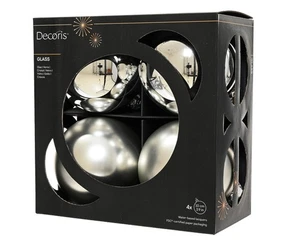 4 Weihnachtskugeln Glas 10cm matt & glänzend Christbaumkugeln Groß Deko Silber - Bild 1 von 2