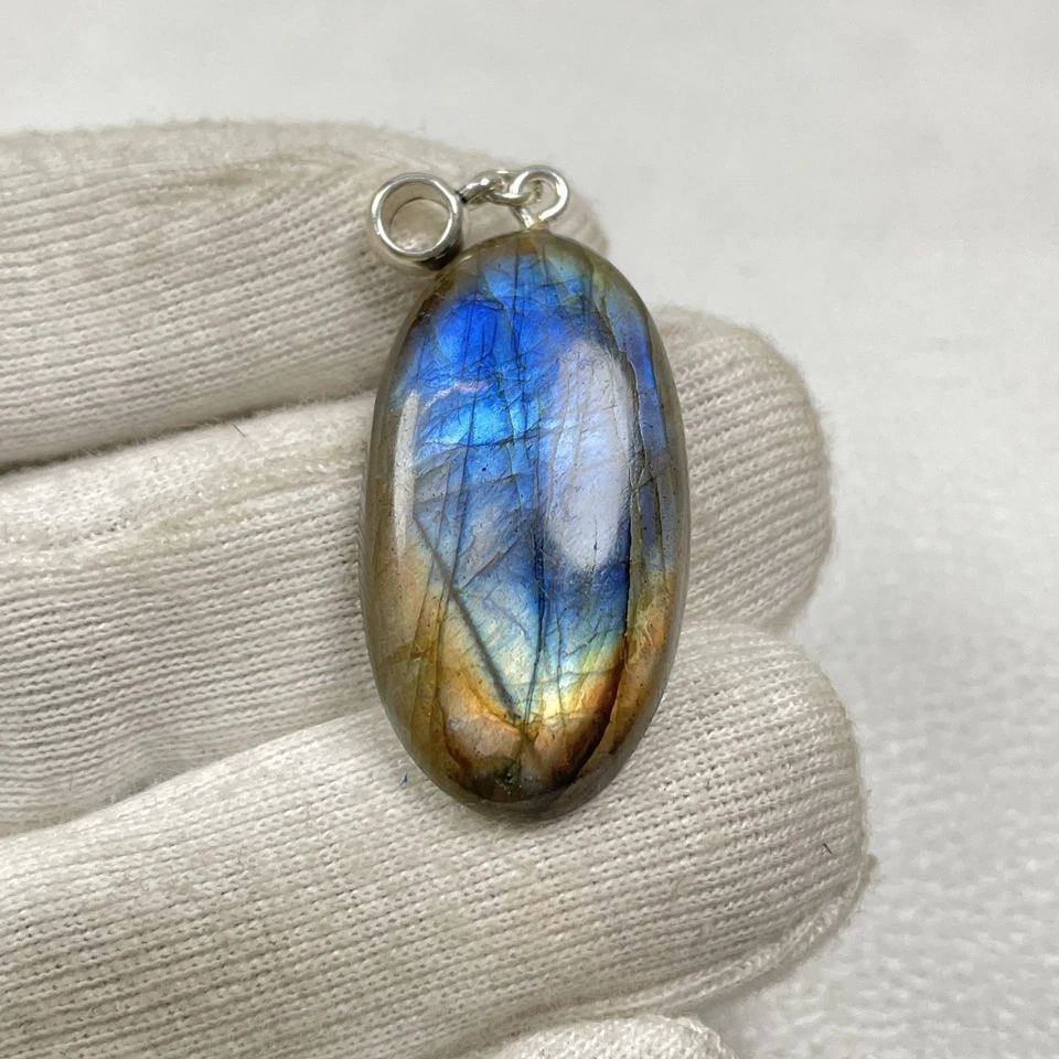 Labradorit Cabochon Anhänger mit Ringschlaufe Nr. 4767 - Bild 1 von 1