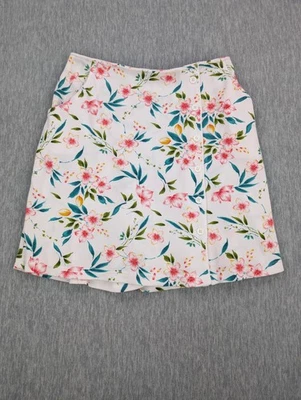 Pantalones Cortos Dressbarn Skort Mujer XL Blanco Rosa Floral Botón Frontal Elastizados Verano Foto 1 de 4