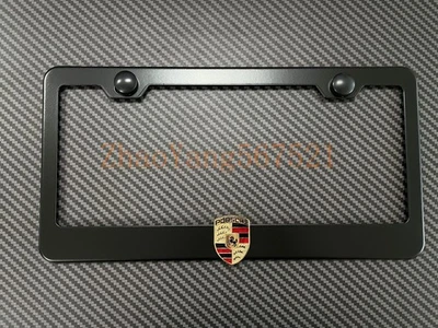 1x BLACK Stainless License Plate Frame 3D Carrera Cayenne 911 Panamera RUST FREE - Image 1 of 2