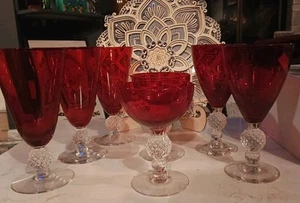 Morgantown Ruby Red Golf Ball Glass (7 Pieces Mixed Lot) - Picture 1 of 5