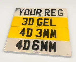 UK CAR REGISTRATION NUMBER PLATES/PREMIUM QUALITY-2D/3DGEL/4D3MM/4DGEL/4D 6MM - Picture 1 of 21