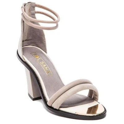 SOL SANA Oscar Leather Triangle Shaped Block Heel Sandals Sz 38 REVOLVE Strappy — 第 1/4 张图片