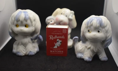 Vintage 3 x Baby Blue & White Figurines Ceramic Japan Kitsch - image 1 of 4