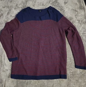 Talbots Womens Pull Over Sweater, Sz 2xP, Navy & Crimson, Cotton Cashmere Blend - Picture 1 of 9