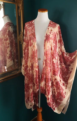 Torrid Burnout Velvet Sheer Ruana Kimono Paisley Fairygrunge Practical Magic OS - Image 1 of 4