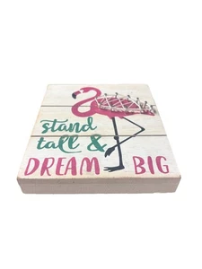 Flamingo Holz Plakette Nagel und Schnur Wandkunst Wandschild Dekor 7,75 Zoll x 6,75 Zoll - Bild 1 von 7