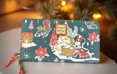 Dooney Bourke Green Disney Mickey Minnie Mouse Christmas Holiday Large Wallet - Image 1 of 4