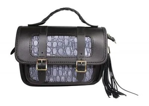 Fabulous Scottish Black & Grey Leather Small Traditional Satchel - Picture 1 of 1