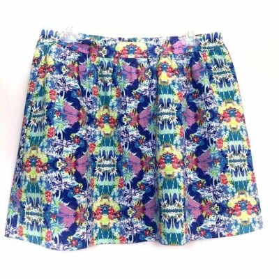 VICTORIA'S SECRET Azul Verde Rosa Neón Boho Palmera Hawaiana Falda Mini Talla 10 Foto 1 de 4