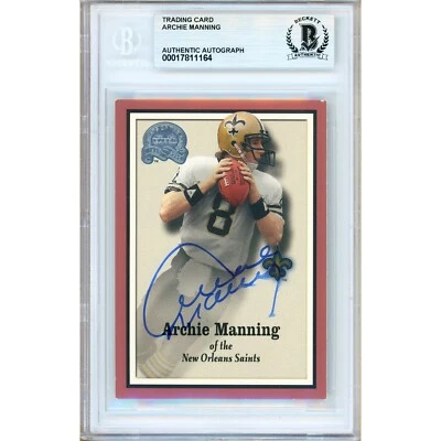 Archie Manning Signed 2008 Greats of the Game #72 Saints BAS Slabbed NFL Auto - Image 1 of 4