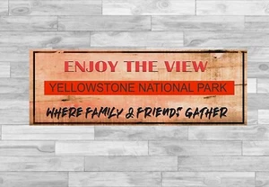 Yellowstone National Park 6 x 16 Inches WOOD SIGN VINTAGE TRAVEL ART - Picture 1 of 2