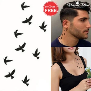 Schwarz Schwalben Temporäres Tattoo, Vögel, Finger, Ohr, Hals, Mens, Damen, Kids - Bild 1 von 6