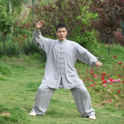 Conjunto de traje de algodón Kung Fu Tai Chi uniforme artes marciales Wushu Taiji Wing Chun para hombre Foto 1 de 4