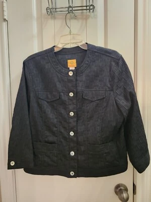 Ruby Rd Women's Black Button 3/4 Sleeve Textured Jacket Size 12  - Image 1 of 4