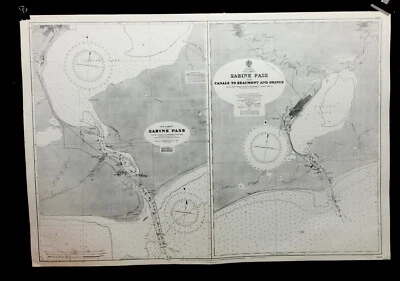 VINTAGE ADMIRALTY  CHART. No.3188. GULF of MEXICO. SABINE PASS. 1922 - Image 1 of 4