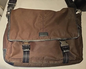 Used Coach Nylon Messenger Crossbody Bag Leather Trimmed - Picture 1 of 21