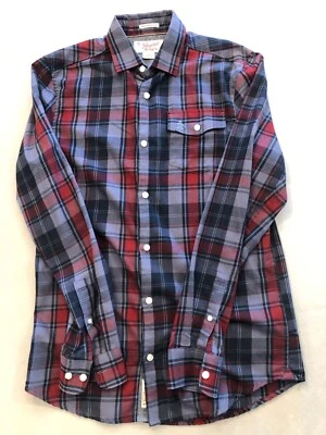Penguin Shirt Men's Small Heritage Slim Fit Blue/Red Plaid Button Up - Image 1 of 4
