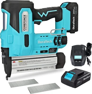 DURATECH 2-IN-1 Cordless Brad Nailer 18 GA Nail/Staple Gun with 1000PCS Staples - Image 1 of 4