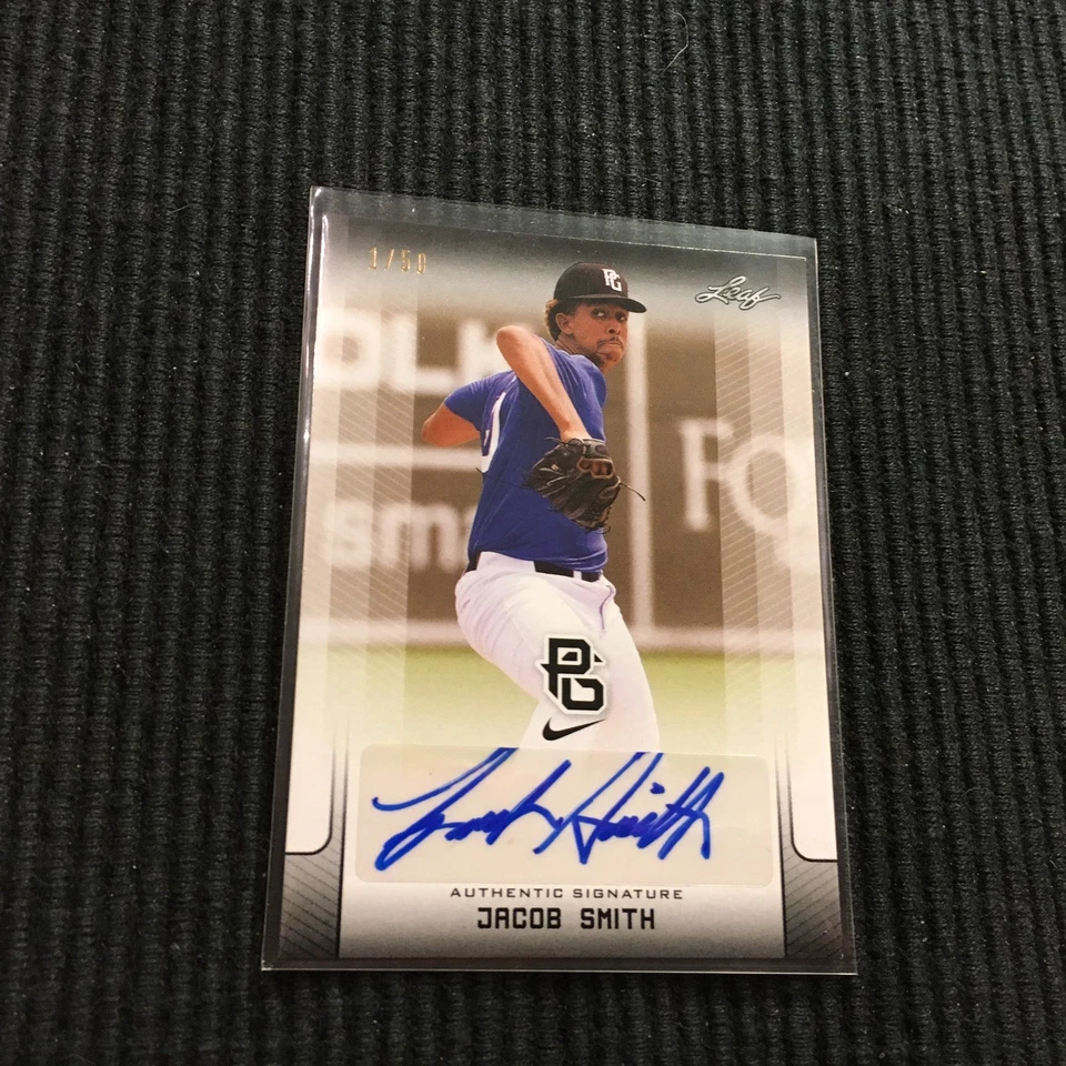 2017 LEAF PERFECT GAME SHOWCASE #BA-JS2 JACOB SMITH *BLACK AUTO #1/50* - Imagem 1 de 1