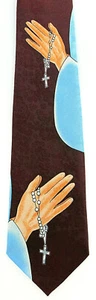 Forgive Me Father Men's Neck Religious Christian Rosary Prayer Burgundy Neck Tie - Picture 1 of 3