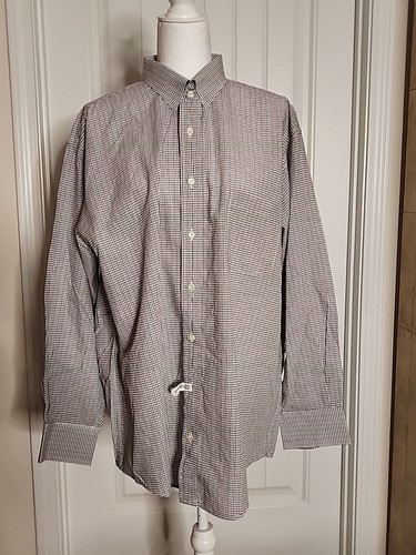 Camicia abito a maniche lunghe Burberrys of London taglia 17 5 34 motivo a scacchi USA