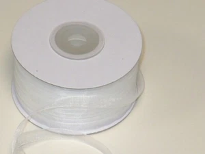 ¼”x100 yards white sheer organza, white sheer organza, wedding/gift rib - Picture 1 of 2