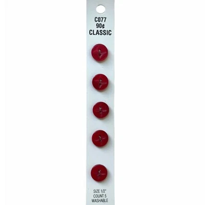 Buttons Red Flat Quatrefoil 2-Hole 5-Pack 1/2" Blumenthal Lansing C077 Vintage - Image 1 of 4