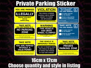 NO Parking Resident Cars will be clamped Disabled Private Sticker MULTI LISTING - Picture 1 of 10