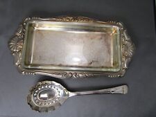 Sheffield Silver Plated Dish With Glass Insert & Serving Spoon (162)