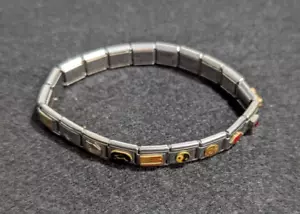 Pulsera Zoppini italiana segmentada mamá elástica con 15 dijes - Imagen 1 de 8