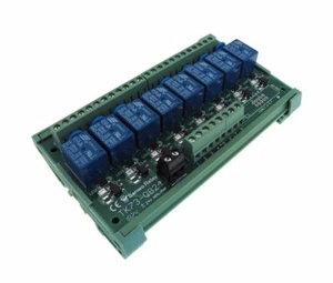 Placa de relé de 8 canales 12 VDC PLC DIN montaje de riel - NPN/PNP - Imagen 1 de 1